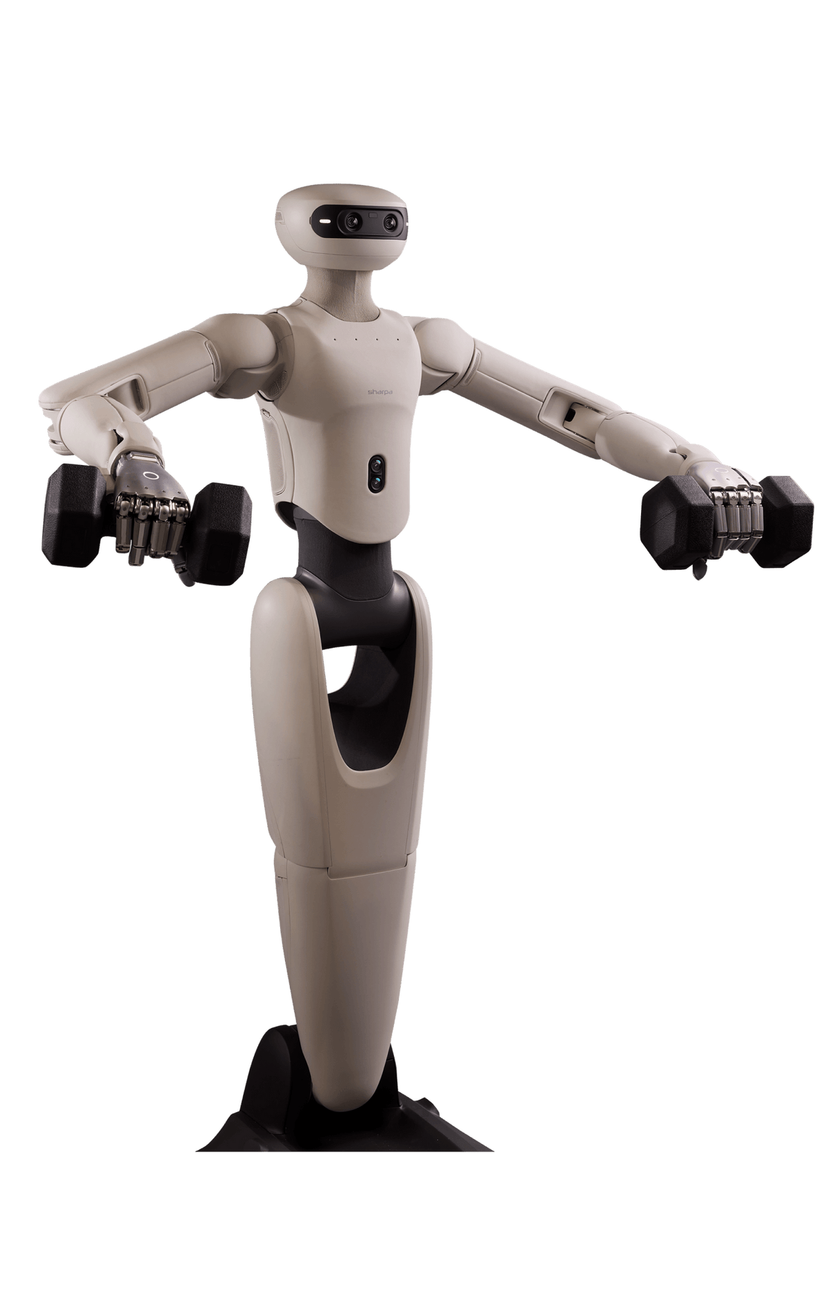 Sharpa humanoid robot demonstrating arm strength