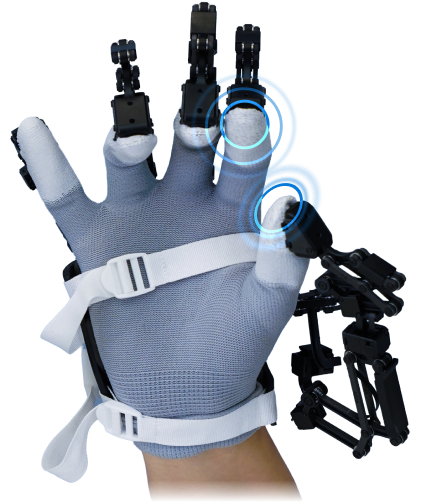 Human operator wearing a haptic teleoperation glove